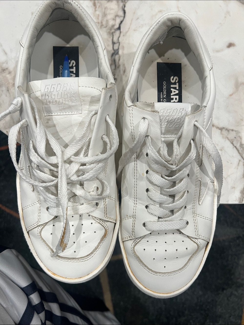 Golden Goose White Leather Low-Top Star Sneakers